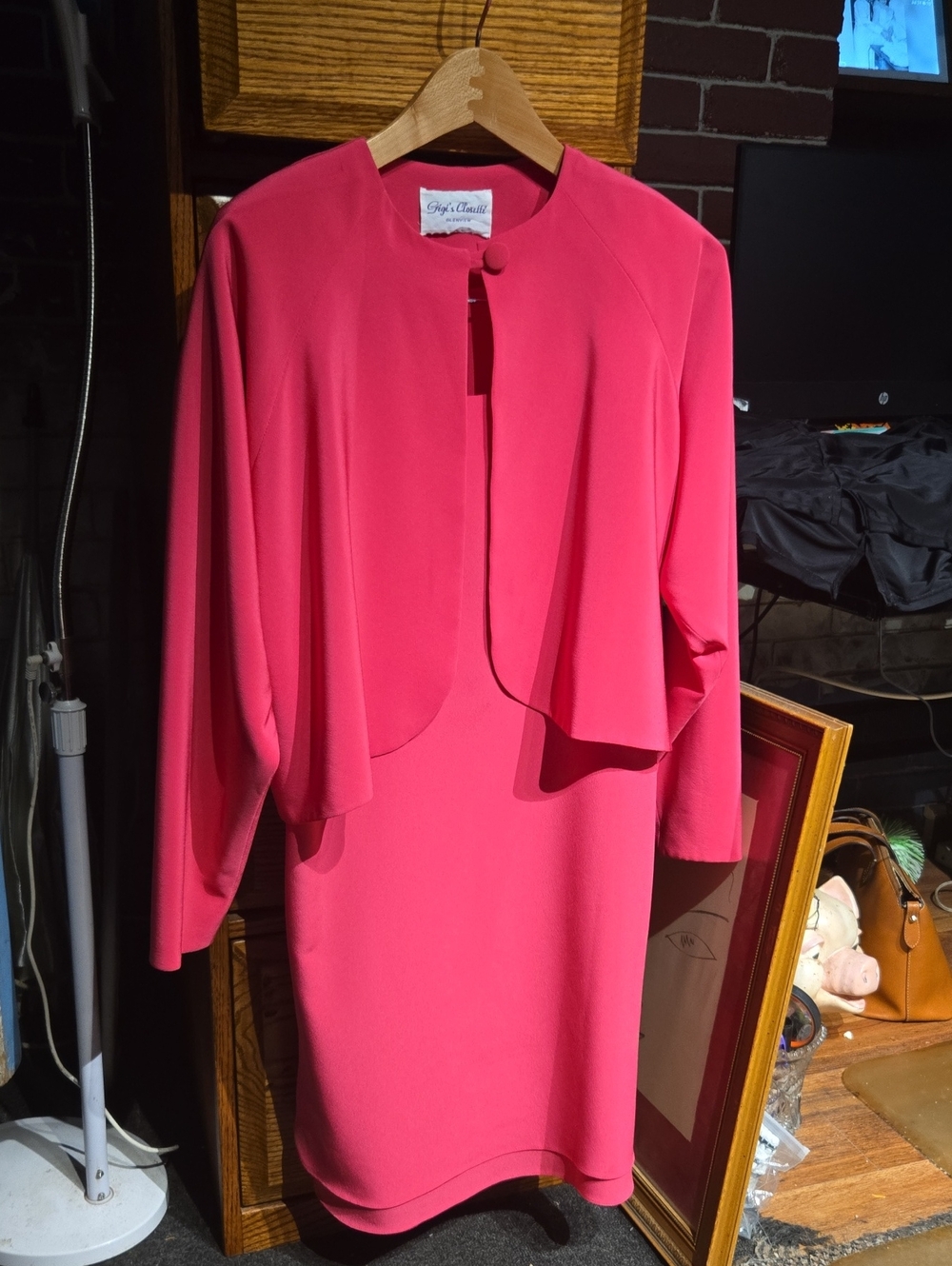 Elegant Pink Long-Sleeve Dress with Matching Jacket